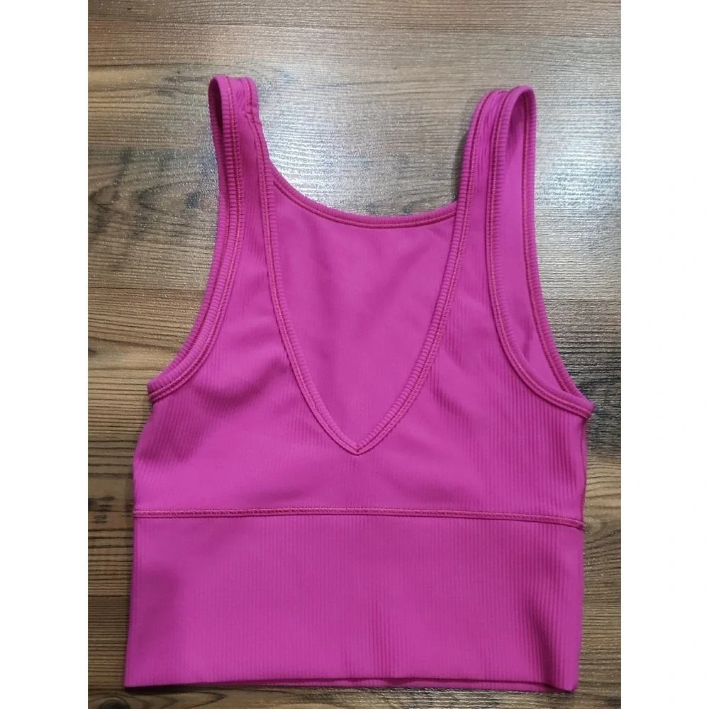 Lululemon Power Pivot Tank Top Ribbed‎ Sonic Pink Small 2 Sporty Athletic